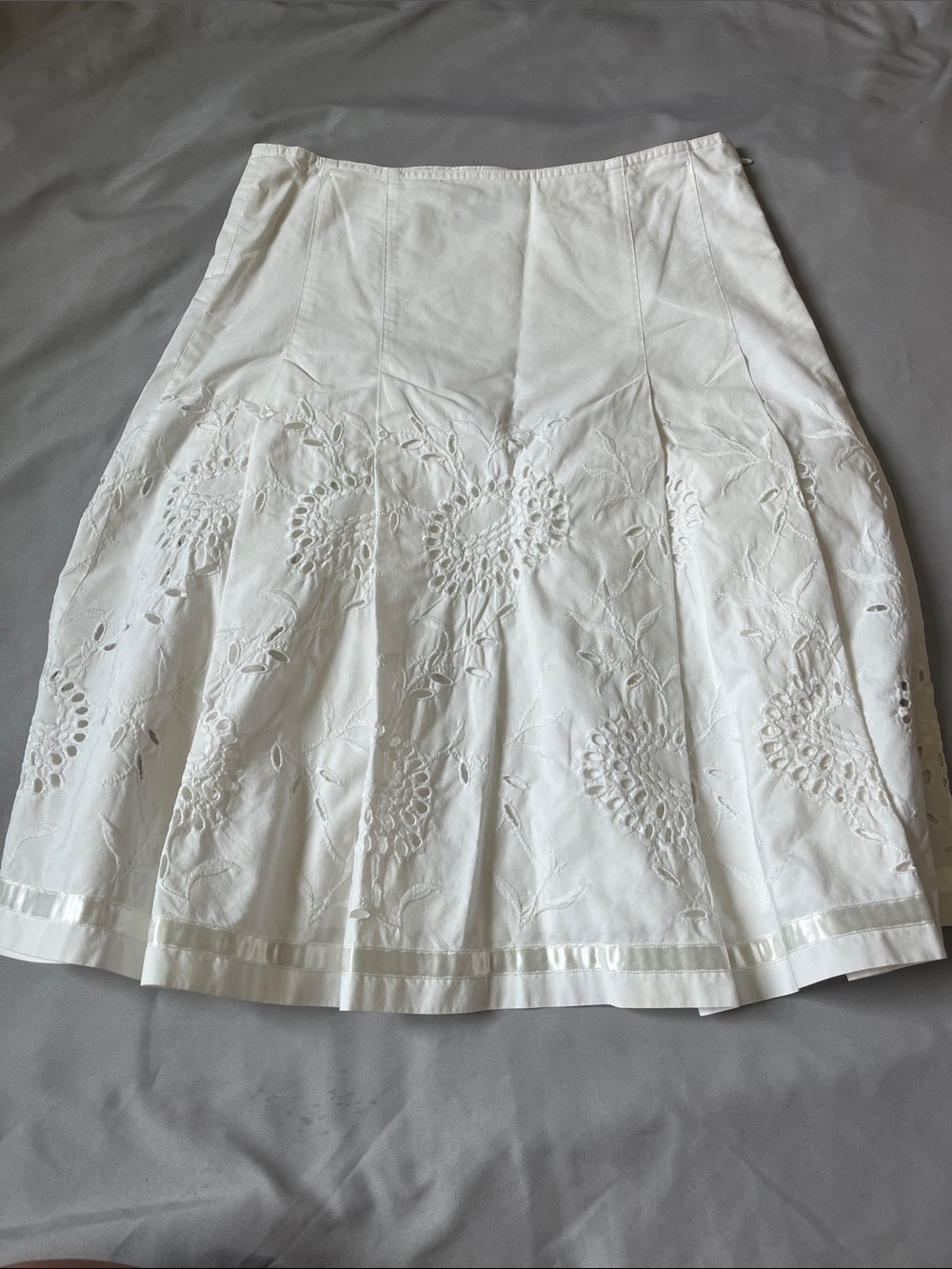 White Embroidered A-Line Skirt